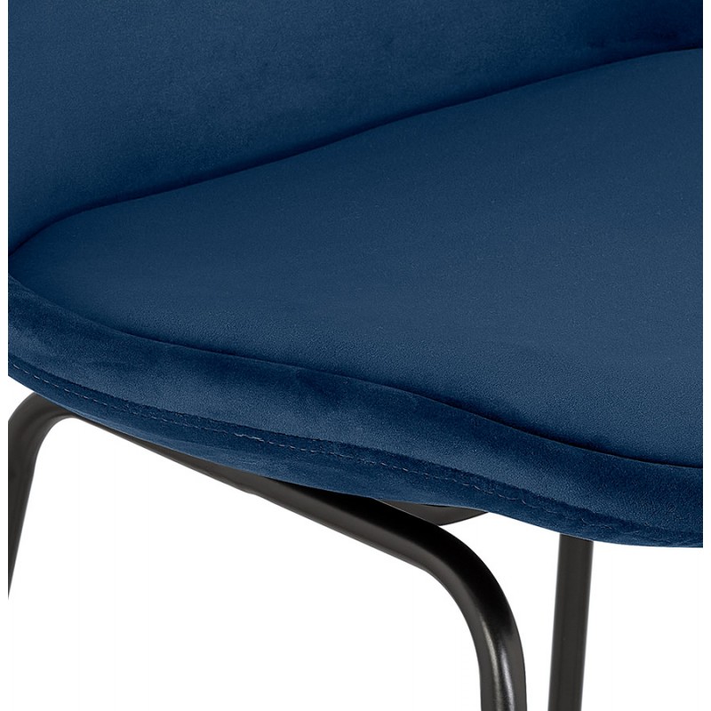 Industrial bar stool in velvet feet black metal MALIOU (blue) - image 62127