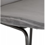 Tabouret de bar industriel en velours pieds métal noir MALIOU (gris)