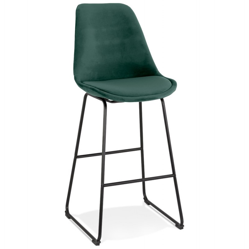 Industrial bar stool in velvet feet black metal MALIOU (green) - image 62161