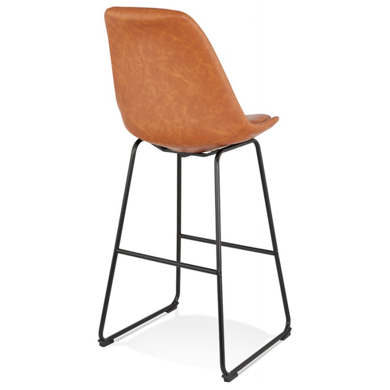 Snack stool mid-height industrial feet metal black PANAL MINI (brown) - image 62224