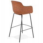 Design bar stool with black metal foot microfiber armrests TANOU (brown)
