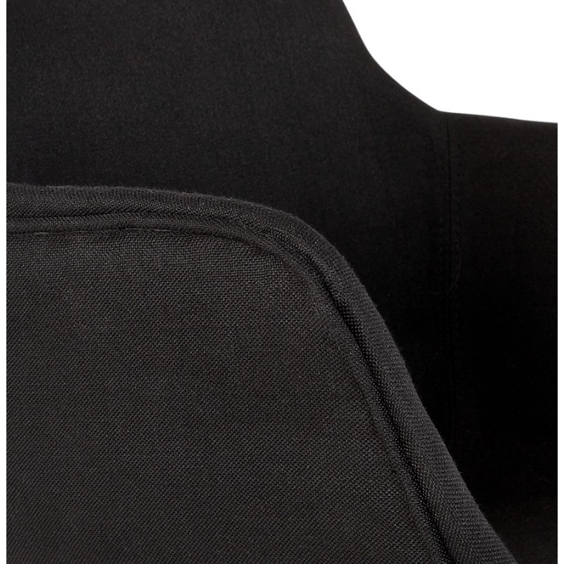 Taburete de bar de diseño con reposabrazos en tela pies metal negro PONZA (negro) - image 62309