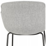 Design bar stool with armrests in black metal feet fabric PONZA (grey)