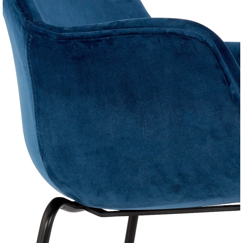 Design Barhocker mit schwarzen Metallfuß-Samtarmlehnen CALOI (blau) - image 62335