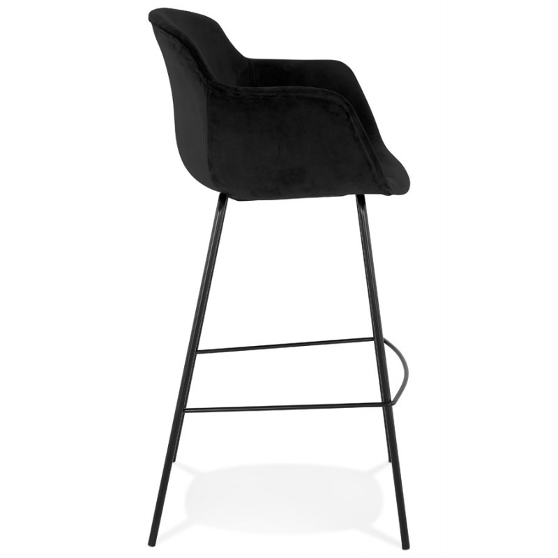 Design bar stool with black metal foot velvet armrests CALOI (black) - image 62339