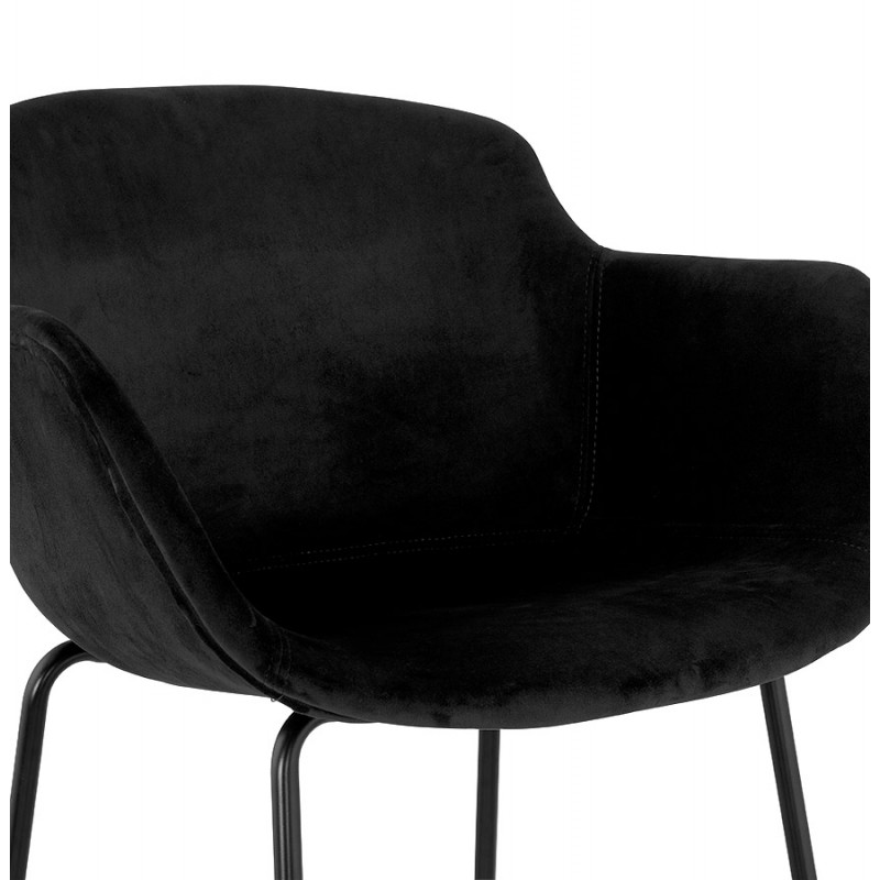 Design bar stool with black metal foot velvet armrests CALOI (black) - image 62342
