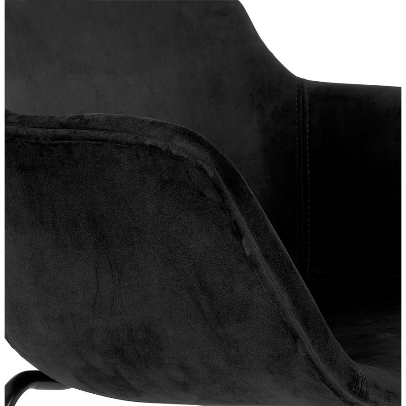 Design bar stool with black metal foot velvet armrests CALOI (black) - image 62344