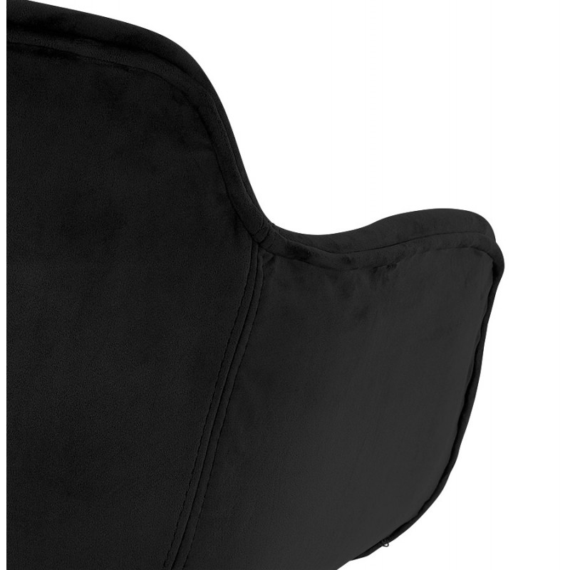 Taburete de bar de diseño con reposabrazos de terciopelo de metal negro CALOI (negro) - image 62346