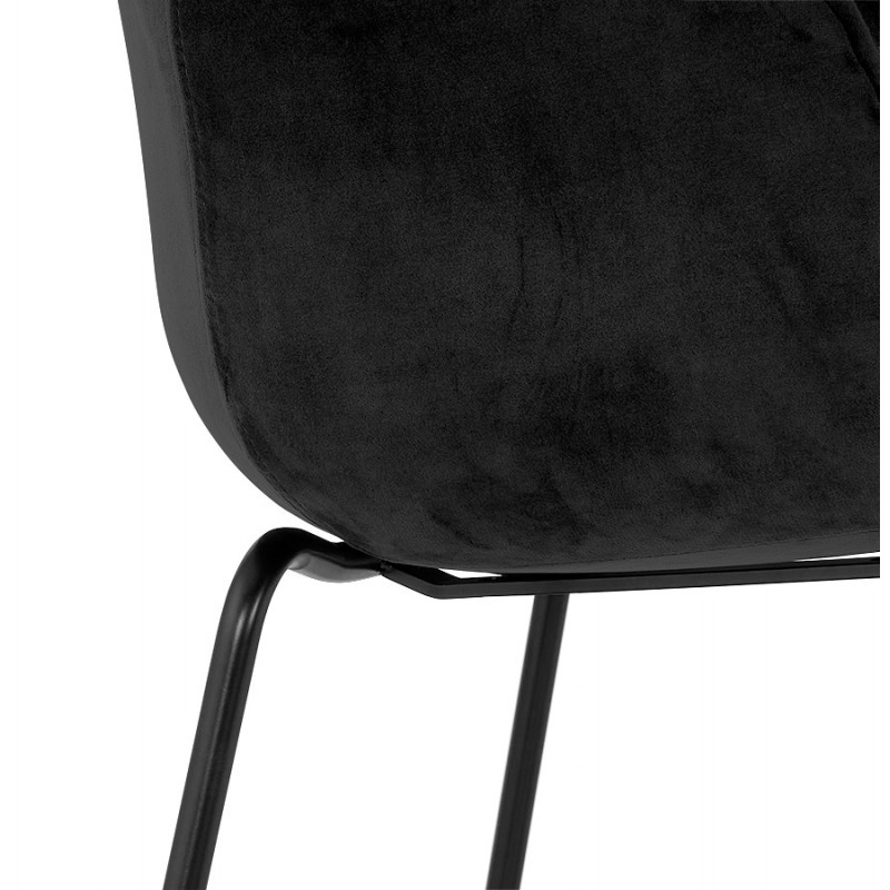 Design Barhocker mit schwarzen Metallfuß-Samtarmlehnen CALOI (schwarz) - image 62347