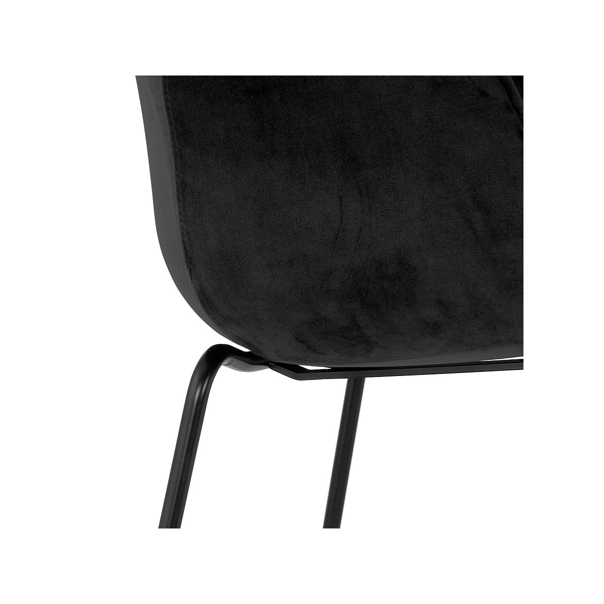 Sgabello seduta e schienale in velluto cappuccino e struttura in metallo  nero Ross