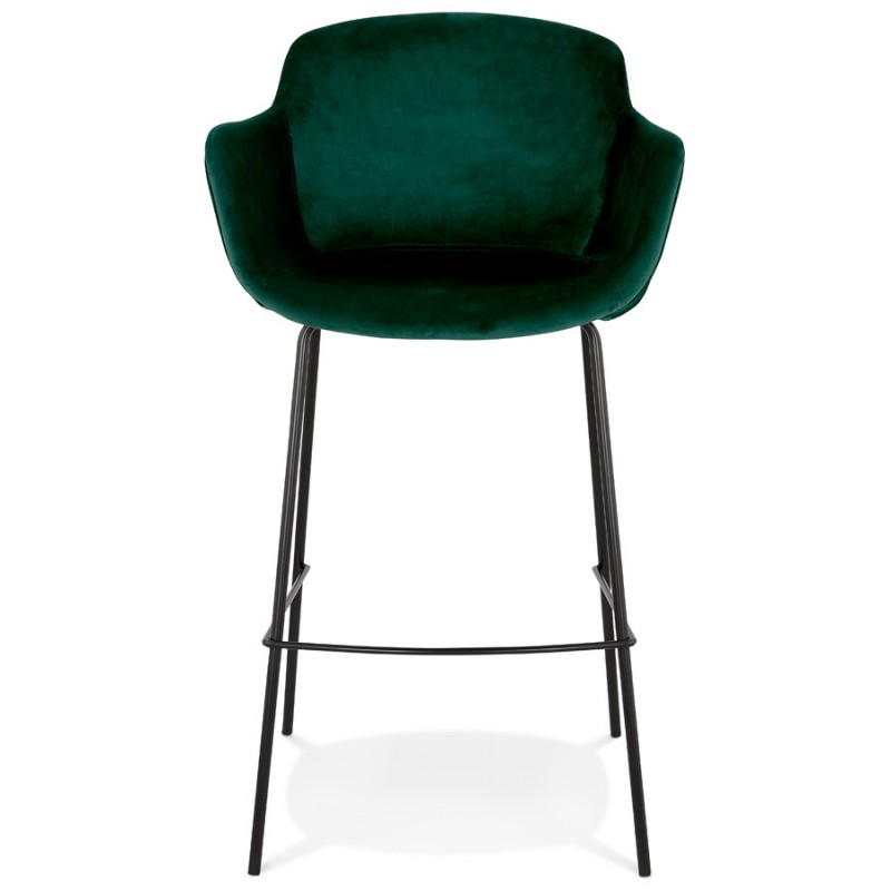 Design-Barhocker mit schwarzen Metallfuß-Samtarmlehnen CALOI (grün) - image 62361