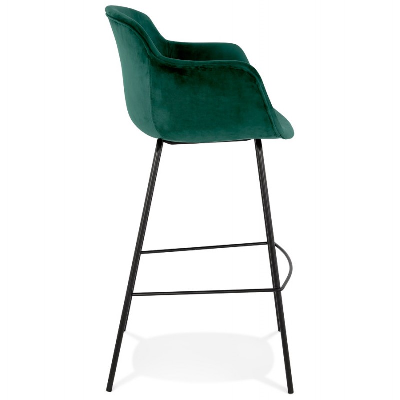 Design-Barhocker mit schwarzen Metallfuß-Samtarmlehnen CALOI (grün) - image 62362