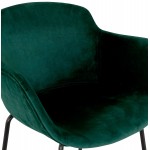 Design bar stool with black metal foot velvet armrests CALOI (green)