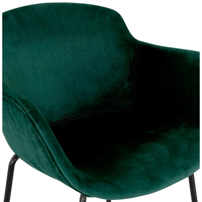 Design bar stool with black metal foot velvet armrests CALOI (green) - image 62365