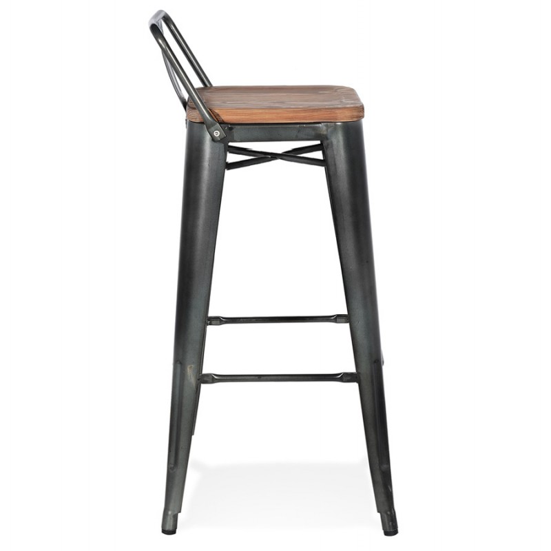 Industrial bar stool in velvet feet metal black BLAIRE (black) - image 62453