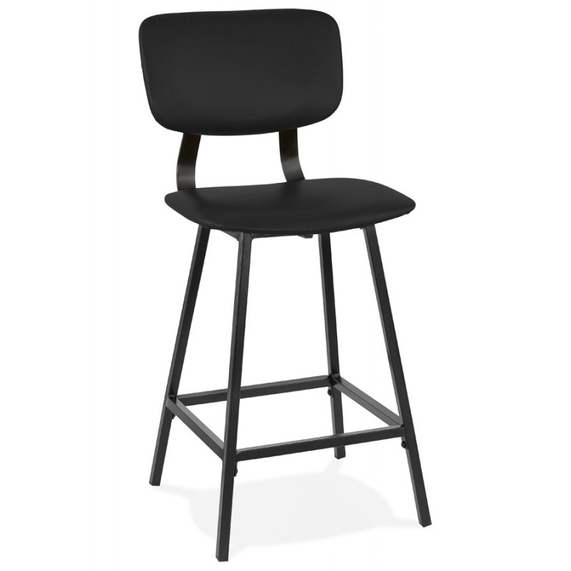 Vintage mid-height bar stool black feet FOREST MINI (black) - image 62458