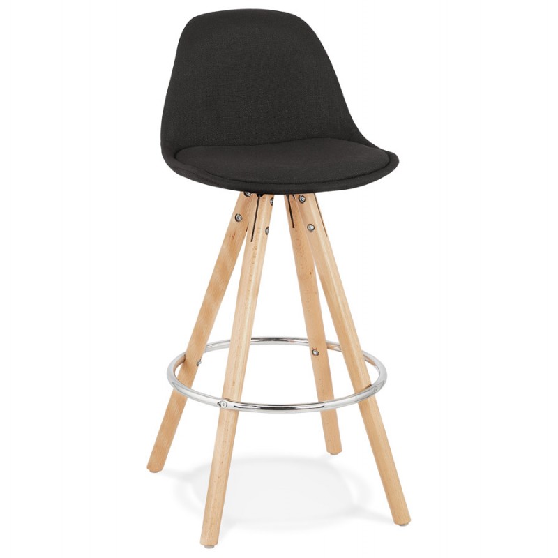 Bar stool mid-height design feet natural wood ROXAL MINI (black) - image 62483
