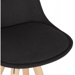 Tabouret de bar mi-hauteur design pieds bois naturel ROXAL MINI (noir)