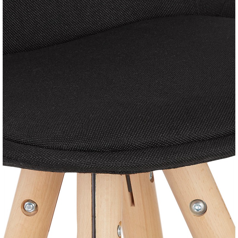Tabouret de bar design pieds bois naturel ROXAL (noir) - image 62502