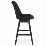 Tabouret de bar chaise de bar mi-hauteur design pieds bois noirs ILDA MINI (noir)