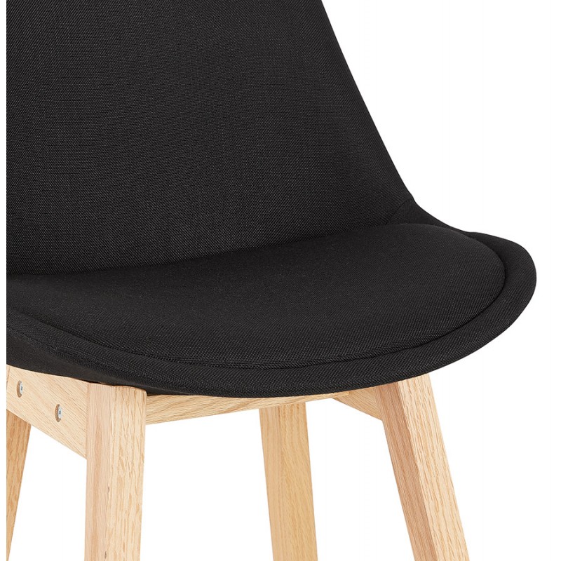 Tabouret de bar chaise de bar pieds bois naturel ILDA (noir) - image 62587