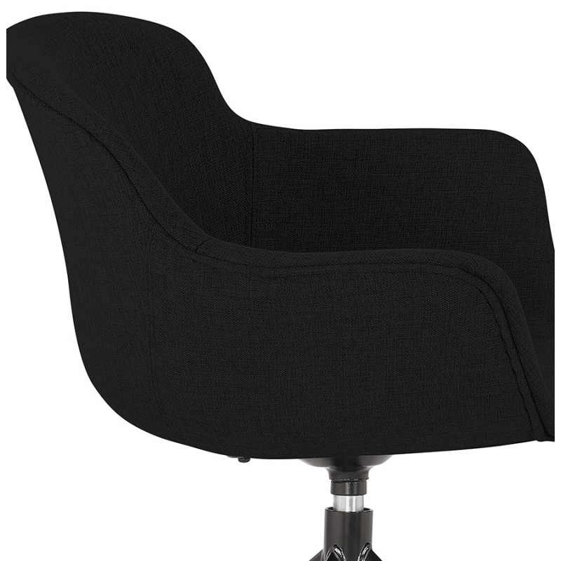 Chaise design avec accoudoirs en tissu pieds métal noirs AYAME (noir) - image 62607