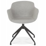 Chaise design avec accoudoirs en tissu pieds métal noirs AYAME (gris)