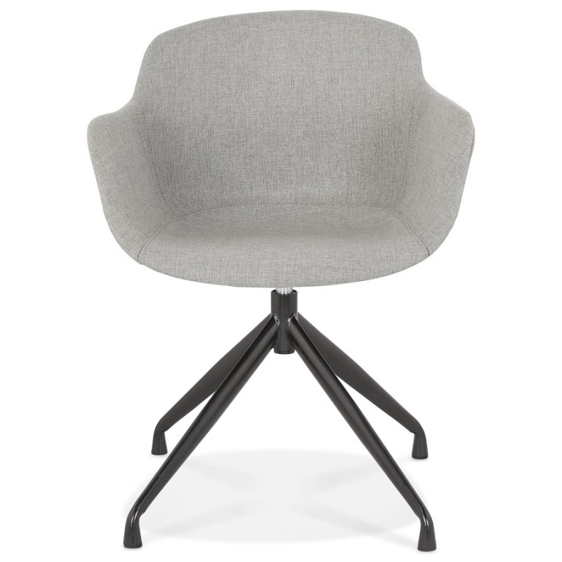 Chaise design avec accoudoirs en tissu pieds métal noirs AYAME (gris) - image 62612