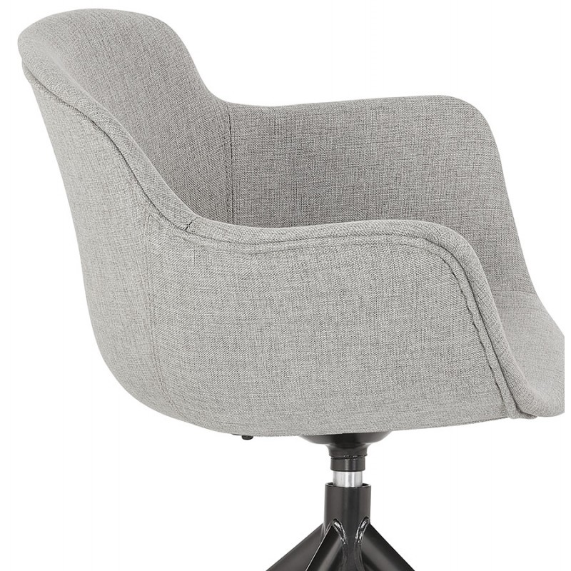 Chaise design avec accoudoirs en tissu pieds métal noirs AYAME (gris) - image 62616