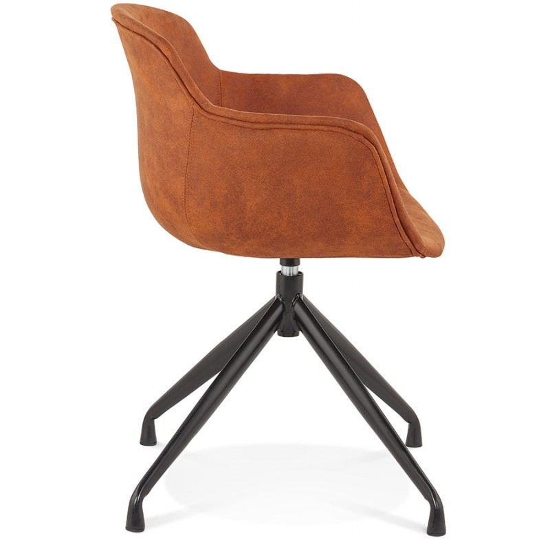 Design chair with black metal foot microfiber armrests KIYO (brown) - image 62623