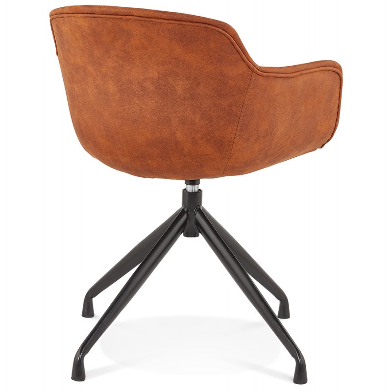Design chair with black metal foot microfiber armrests KIYO (brown) - image 62624