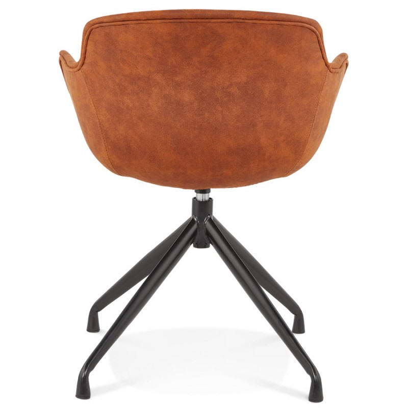 Design chair with black metal foot microfiber armrests KIYO (brown) - image 62625