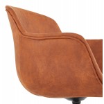 Chaise design avec accoudoirs en microfibre pieds métal noirs KIYO (marron)