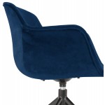 Design-Stuhl mit schwarzen Metallfuß-Samt-Armlehnen KOHANA (blau)