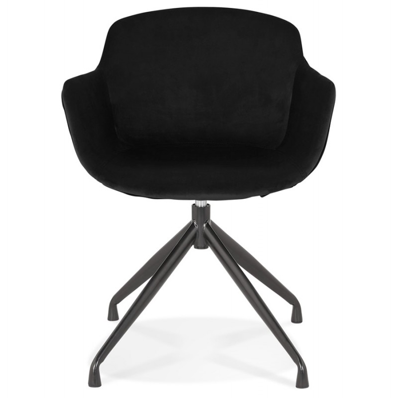 Chaise design avec accoudoirs en velours pieds métal noirs KOHANA (noir) - image 62642