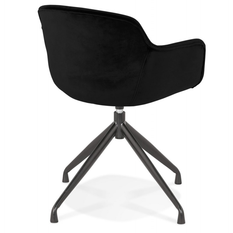 Chaise design avec accoudoirs en velours pieds métal noirs KOHANA (noir) - image 62644