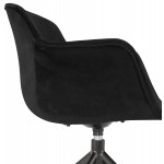 Sedia di design con braccioli in metallo nero in velluto KOHANA (nero)