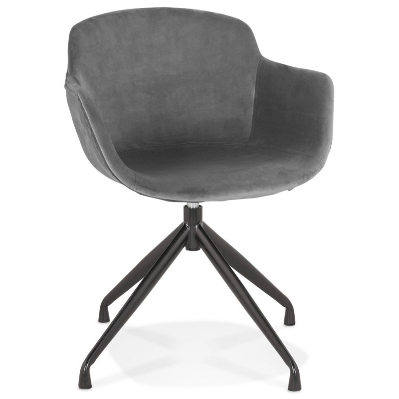 Design-Stuhl mit Armlehnen aus schwarzem Metallfußsamt KOHANA (grau) - image 62650