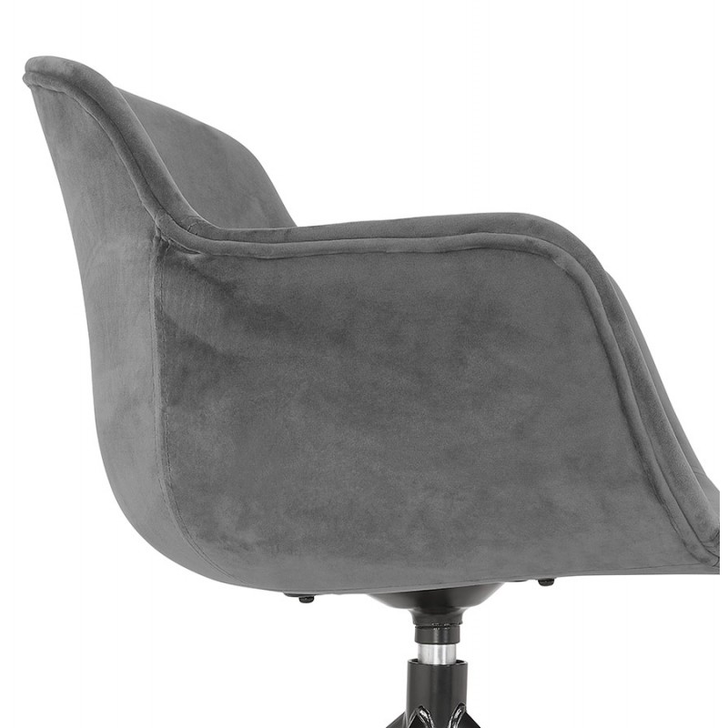Chaise design avec accoudoirs en velours pieds métal noirs KOHANA (gris) - image 62655
