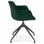 Design chair with black metal foot velvet armrests KOHANA (green)