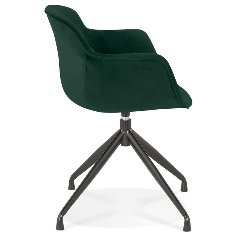 Design-Stuhl mit schwarzen Metallfuß-Samt-Armlehnen KOHANA (grün) - image 62661