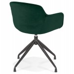 Design chair with black metal foot velvet armrests KOHANA (green)
