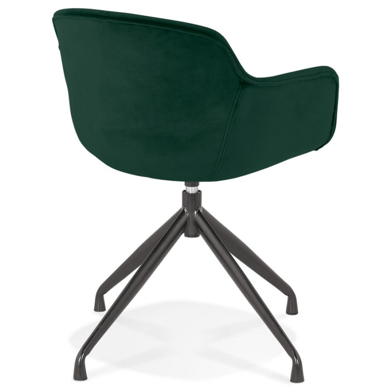 Chaise design avec accoudoirs en velours pieds métal noirs KOHANA (vert) - image 62662