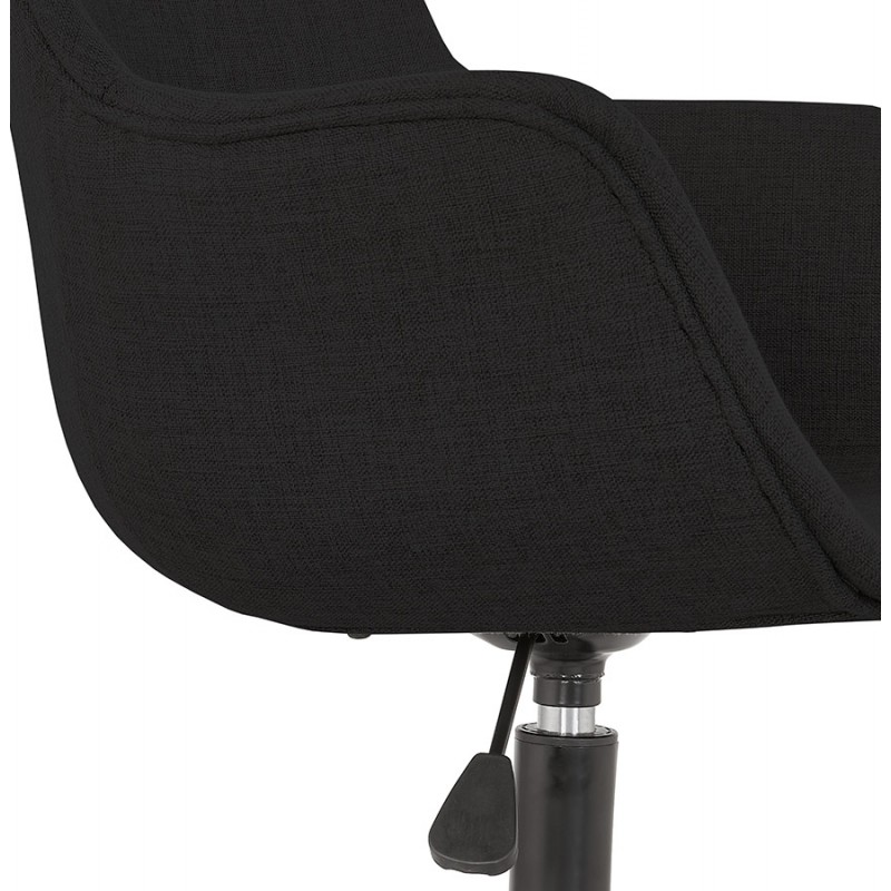 Chaise de bureau sur roulettes en tissu pieds métal noirs ALARIC (noir) - image 62677