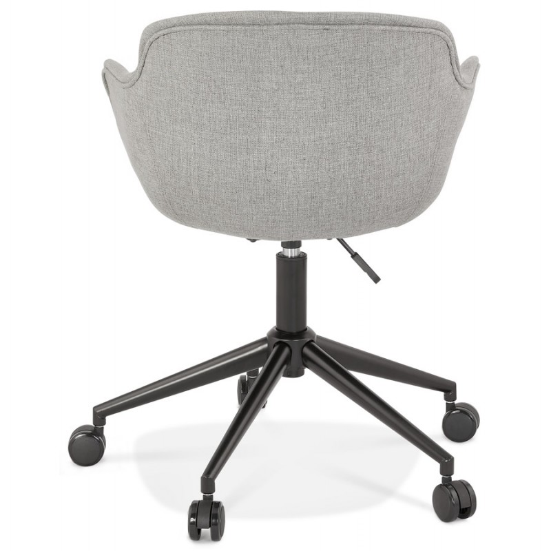 Chaise de bureau sur roulettes en tissu pieds métal noirs ALARIC (gris) - image 62686