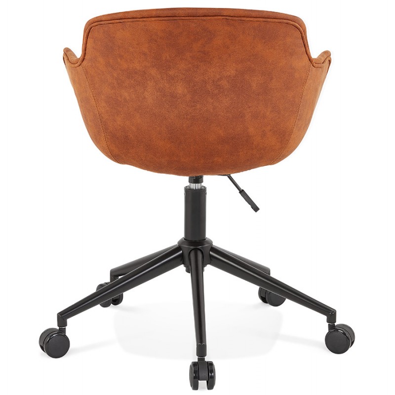 Chaise de bureau sur roulettes en microfibre pieds métal noirs LEOPOLD (marron) - image 62701