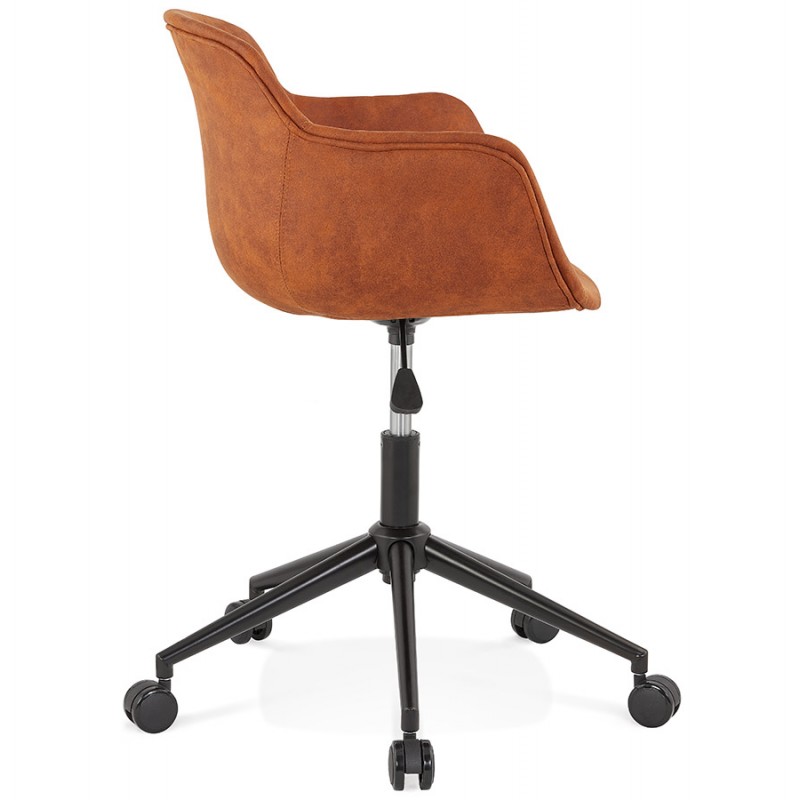 Chaise de bureau sur roulettes en microfibre pieds métal noirs LEOPOLD (marron) - image 62704