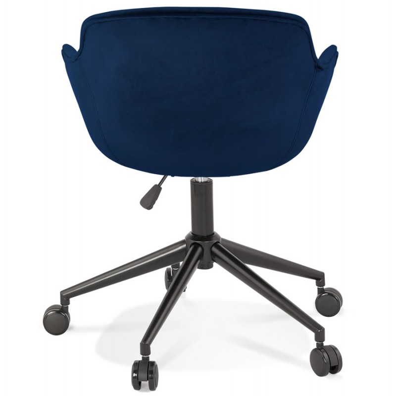 Chaise de bureau sur roulettes en velours pieds métal noirs CEYLAN (bleu) - image 62715