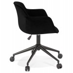 Chaise de bureau sur roulettes en velours pieds métal noirs CEYLAN (noir)