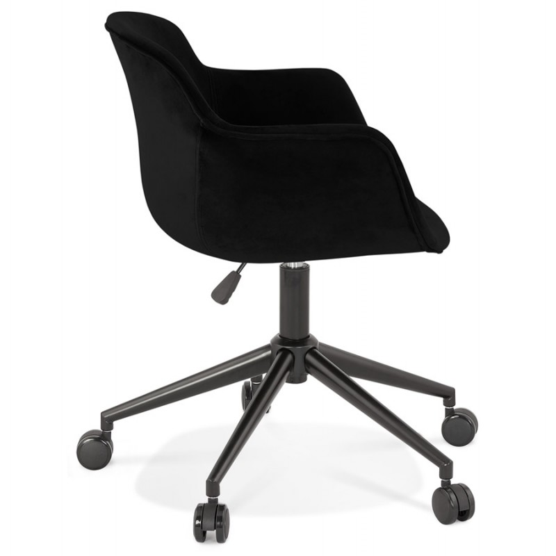 Chaise de bureau sur roulettes en velours pieds métal noirs CEYLAN (noir) - image 62723